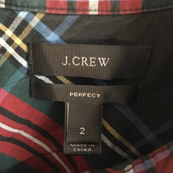 J Crew 100% Cotton Perfect Button Down 2 Tartan Plaid Professional Workwear - Picture 4 of 16